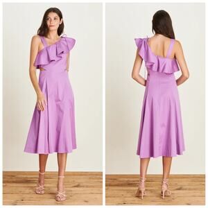 NEW Veronica Beard Purple Ruffle Asymmetric Midi Dress